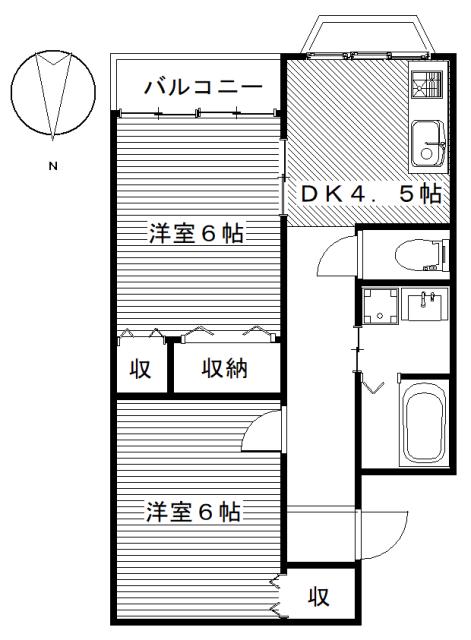 アイランドパレスB(2DK/1階)の間取り写真