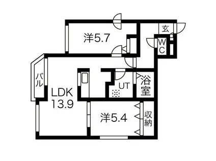 セントベル八軒(2LDK/1階)の間取り写真