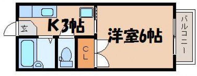アヴァンセ安芸(1K/1階)の間取り写真