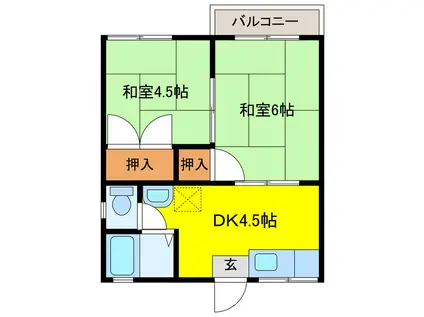 コーポ原田(2DK/2階)の間取り写真