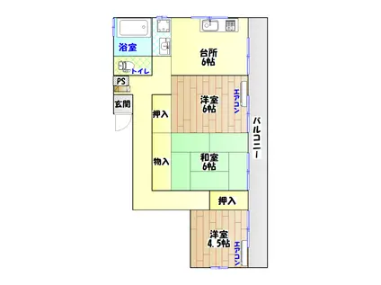 ロイヤル桑野(3DK/3階)の間取り写真