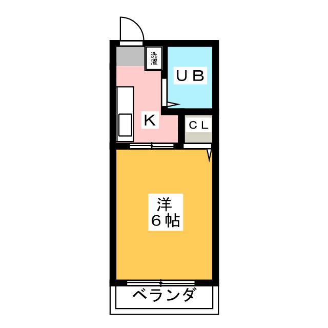 アスターA(1K/2階)の間取り写真