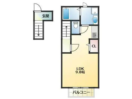 プリマベーラ森友(1K/2階)の間取り写真