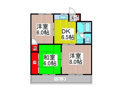 大野ハイツ(3DK/2階)の間取り写真
