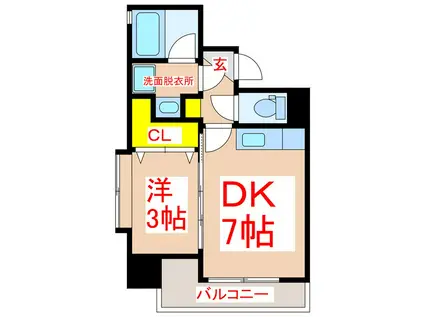 LINKUSCOUT IZUMI(1DK/7階)の間取り写真