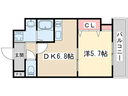 エスフォート江坂フィオーレ(1DK/6階)の間取り写真
