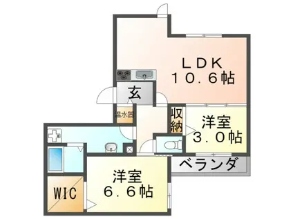 エル・セレーノ江坂ウエスト(2LDK/2階)の間取り写真