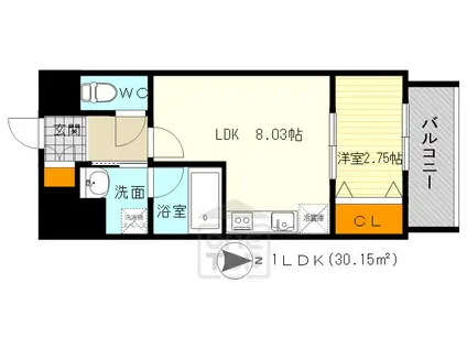 FORTUNEY江坂Ⅱ(1LDK/3階)の間取り写真
