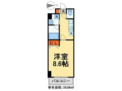 アークシティ松戸(1K/2階)の間取り写真