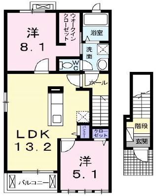 エスペランサ(2LDK/2階)の間取り写真