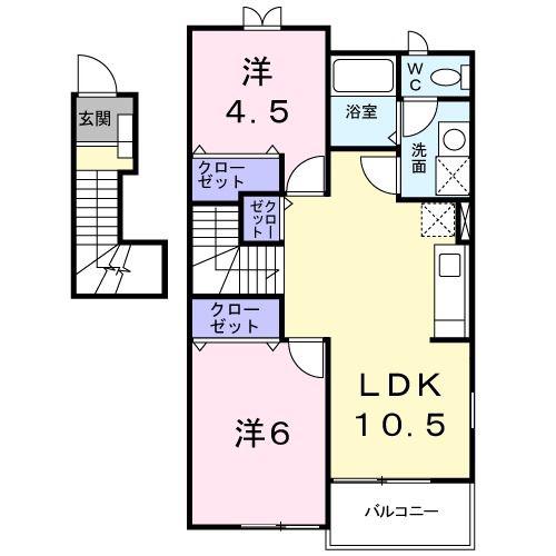 サンリットヴィラ(2LDK/2階)の間取り写真