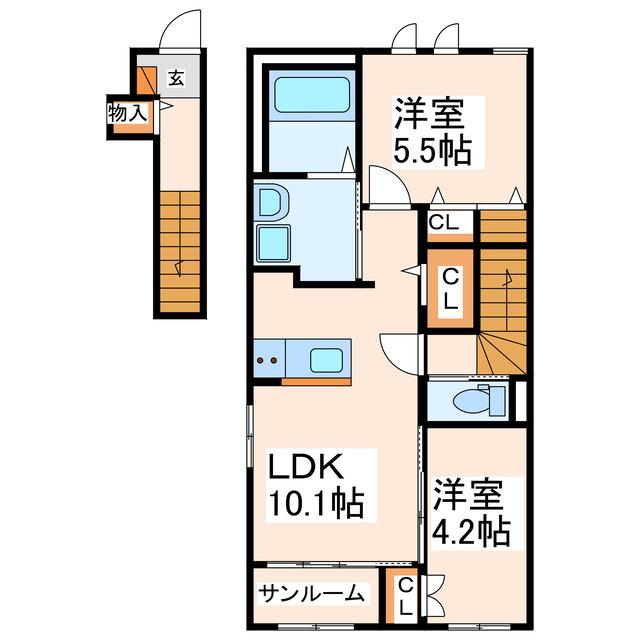 CHARMANT VILLEGE(2LDK/2階)の間取り写真