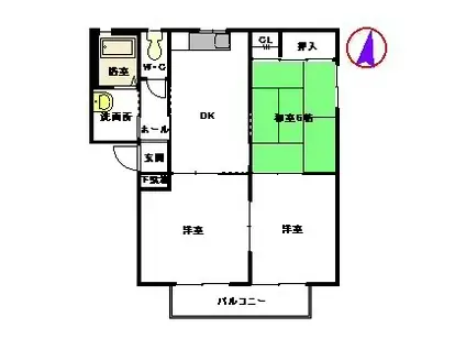 レガート外町 A棟(3DK/2階)の間取り写真