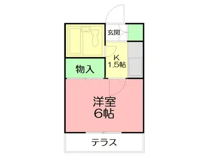 ベルメゾン秦野(1K/2階)の間取り写真