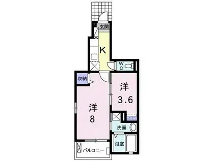 ロシェリジエル(2K/1階)の間取り写真