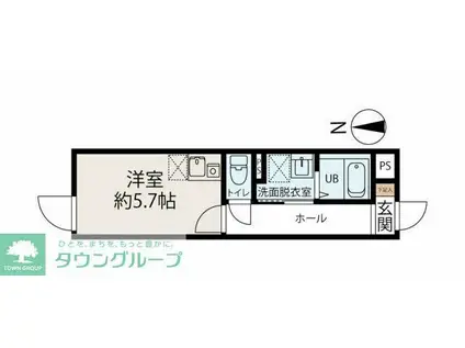 ピースフルパレス世田谷(ワンルーム/5階)の間取り写真