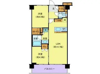 ジェノヴィア赤羽(2LDK/2階)の間取り写真