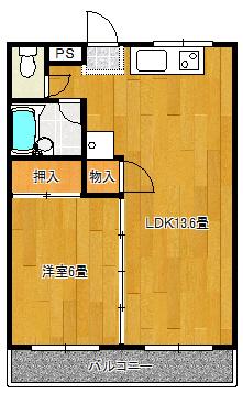 サンライフ東矢島(1LDK/2階)の間取り写真