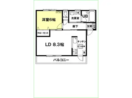 アーバニズム62C(1LDK/1階)の間取り写真