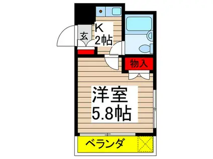 エスディービル(1K/2階)の間取り写真