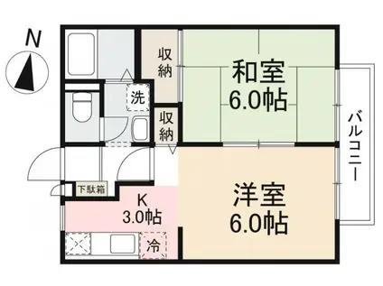 タウン国分寺(2K/2階)の間取り写真