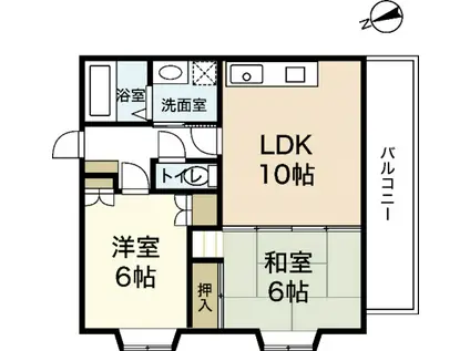 グレイスカワイI(2LDK/1階)の間取り写真
