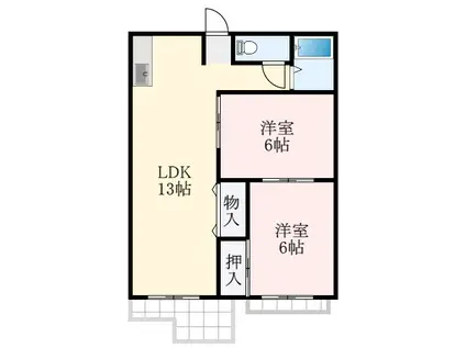 児玉ハイツ(2LDK/2階)の間取り写真