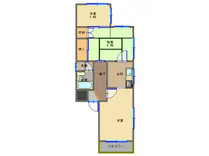 宮町コーポ(3K/3階)の間取り写真