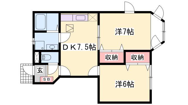 グリーンパレスII(2DK/1階)の間取り写真