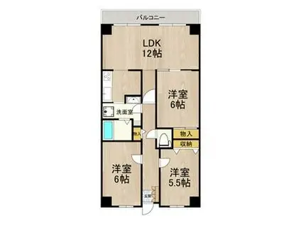 PHOENIX COURT 交野II(3LDK/5階)の間取り写真