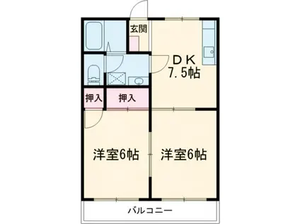 明石ハイツB(2DK/1階)の間取り写真