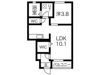 レトワールII A(1LDK/1階)の間取り写真