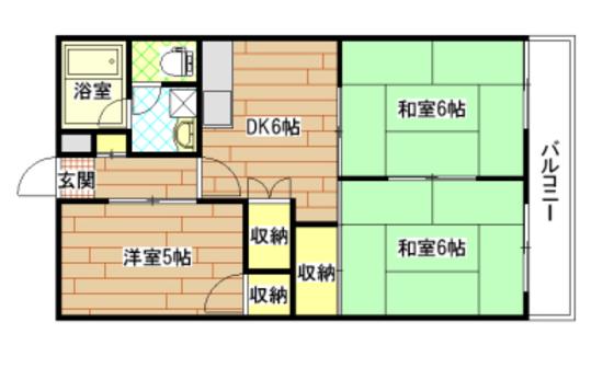 クワモトビル(3DK/2階)の間取り写真