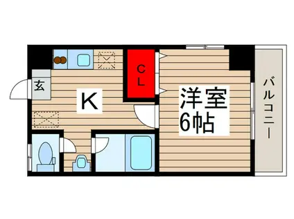 パークサイド明原(1K/1階)の間取り写真