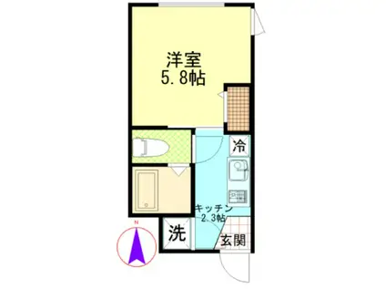 リーテンリュカ西新井(1K/1階)の間取り写真