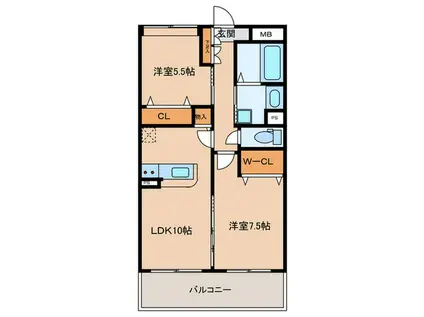メゾンエール(2LDK/3階)の間取り写真