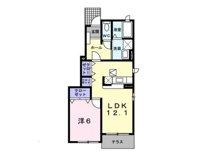 ブルックインパクトΑB(1LDK/1階)の間取り写真