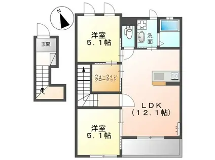 ソラール(2LDK/2階)の間取り写真