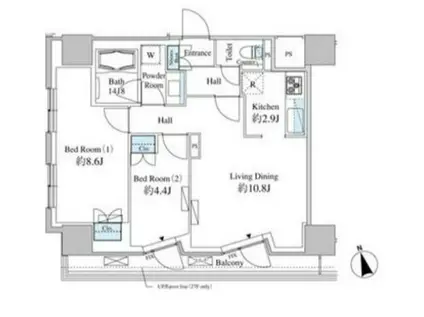 ベルファース芝浦タワー(2LDK/15階)の間取り写真