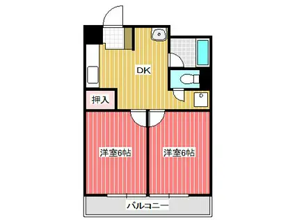 第1荻島ユニティビル(2DK/4階)の間取り写真