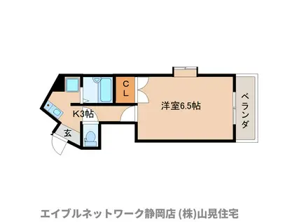 ホリホックイン安西(1K/2階)の間取り写真