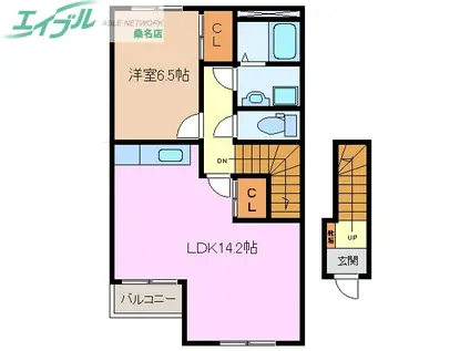 フォレストヴィラII(1LDK/2階)の間取り写真