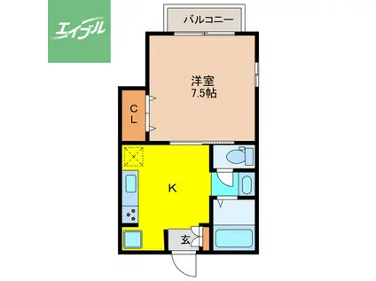 堤第2ハイツ(1K/1階)の間取り写真