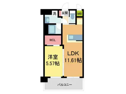 プレジオさくら夙川(1LDK/7階)の間取り写真