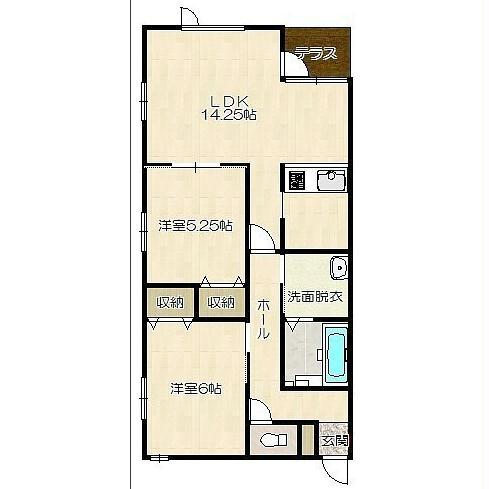 リヴェール深堀(2LDK/1階)の間取り写真