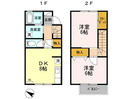 ナユタのさとファミール(2DK/1階)の間取り写真