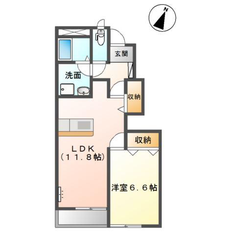 カーサフェリーチェ(1LDK/1階)の間取り写真