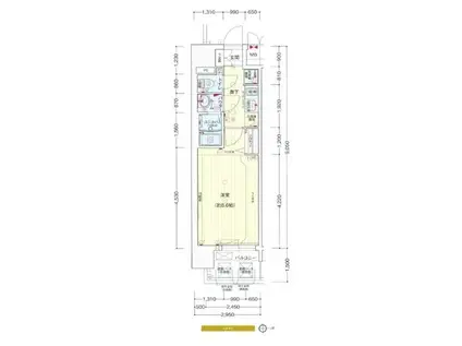 プレサンス大須観音ディオ(1K/4階)の間取り写真