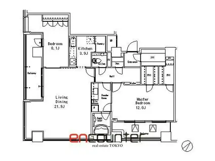 MFPR目黒タワー(2SLDK/24階)の間取り写真
