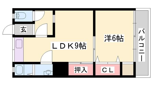 網干コーポ(2K/1階)の間取り写真